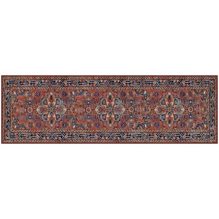 Gel Pro Gel Pro NeverMove Esther 24 in. W X 76 in. L Vintage Red Tribal Polyester Runner Rug 107-1-2476-EHVR